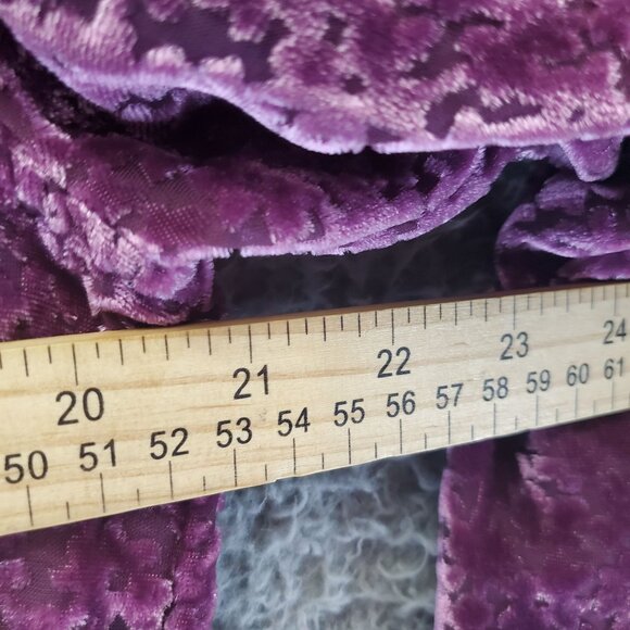 Melloday Top Womens Large Purple Crushed Velvet Ruffle Long Sleeve Blouse - Picture 7 of 9